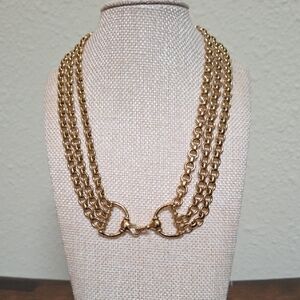 Vintage Lauren Ralph Lauren Equestrian Horsebit Multi Layered Gold Tone Necklace